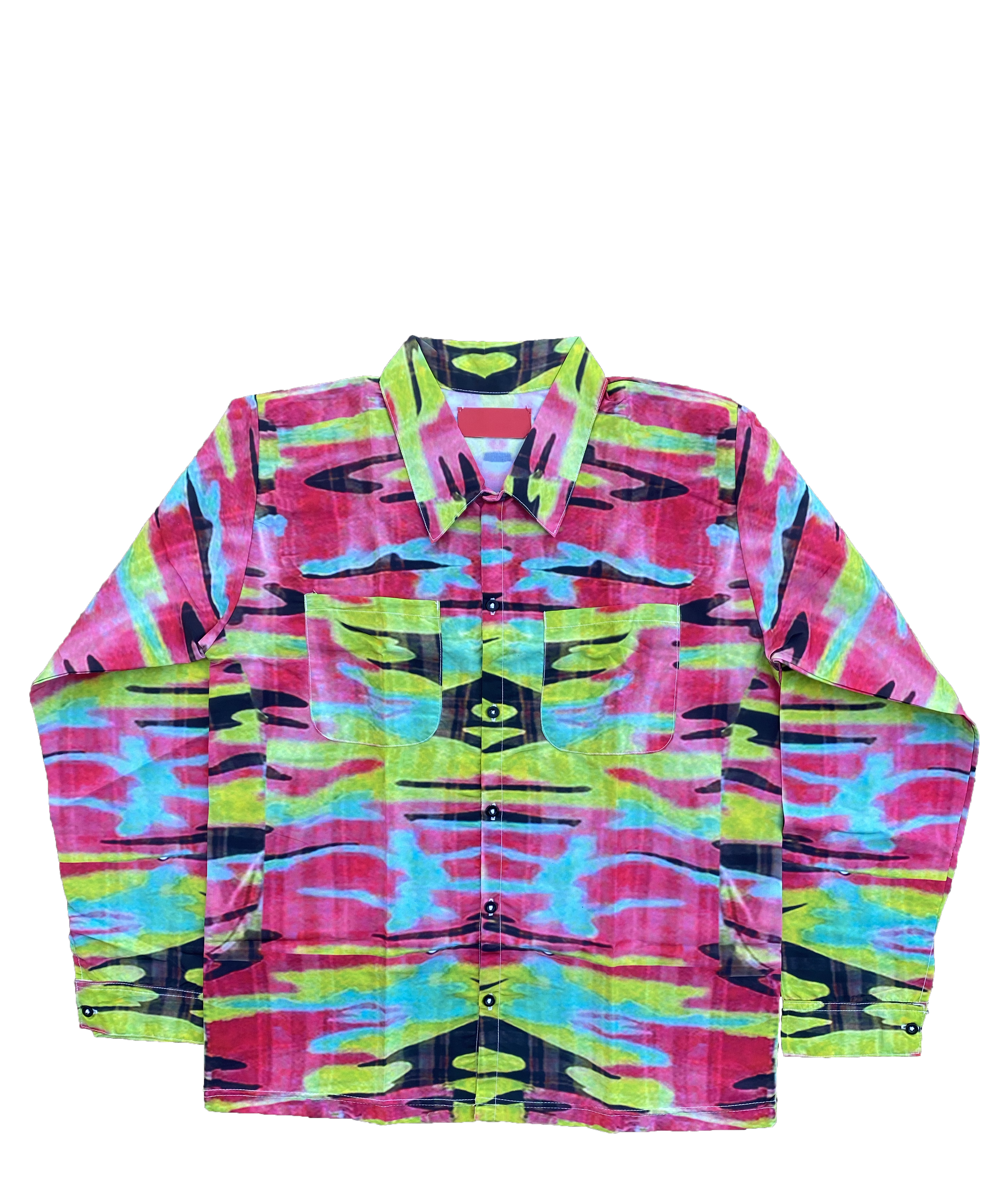 multicolor plaid camo button up